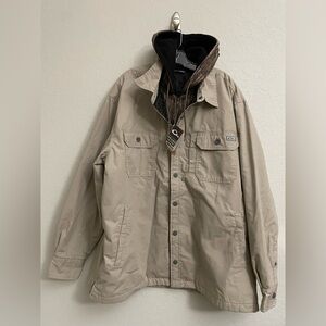 Drake Waterfowl Campfire Canvas Shirt Jac Hoodie Khaki Mens 2XL